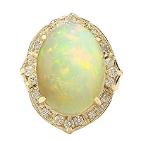 10.5 Carat Natural Multicolor Opal and Diamond (F-G Color, VS1-VS2 Clarity) 14K Yellow Gold Luxury Cocktail Ring for Women Exclusively Handcrafted in USA