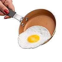 Gotham Steel Hammered Egg Pan Nonstick, 5.5 Inch Small Frying Pan Nonstick, Egg Frying Pan, Small Pan for Cooking, Copper Pan Skillet with Rubber Grip Handle, Dishwasher & Oven Safe, 100% Toxin Free