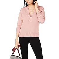 Womens Ribbed V-Neck Pullover Sweater