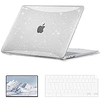 Case Compatible with New MacBook Air 13.6 inch 2024-2022 Release M3 A3113 A2681 M2 with Retina Display, Glitter Hard Shell Case + TPU Keyboard Skin Cover + Screen Protector - Sparkly Clear
