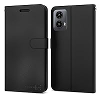CoverON Pouch for Motorola Moto G 5G (2024) / Moto G Play 5G 2024 Leather Case, Wallet RFID Blocking Flip Folio Vegan Leather Phone Carrying Sleeve Credit Card Clutch - Black