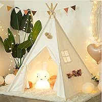 Teepee Tent for Kids-Portable Children Play Tent Indoor Outdoor (White)