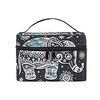 Large Travel Elephant Print Cosmetic Pouch Bag for Women