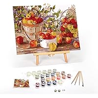 Ledgebay Paint by Numbers Kit for Adults: Beginner to Advanced Number Painting Kit - Kits Include - Apple Harvest, 16