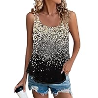 Womens Clothes, Tank Tops Sleeveless U Neck Tank Gradient Color Basic Cami Shirts A-Line Flowy Holiday Summer Tops