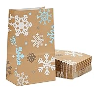 Juvale 36 Pack Winter Snowflake Gift Bags, Small Christmas Paper Treat Bags for Holiday Party Favors (5 x 8.7 x 3.2 In)