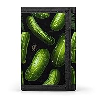 Pickle Cucumbers Slim Trifold Wallet Front Pocket with Credit Card Slots Holder ID Window Gifts