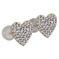 14k Yellow Gold and Copper Heart Shape Stud Earrings with Swarovski Elements Crystals, Choice of Colors