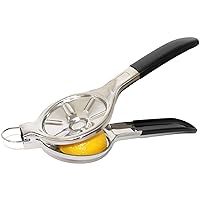 Jumbo Size FLAT PRESS 100% Stainless Steel Lemon Squeezer with Silicone Handle Manual Juicer (LS0003S)