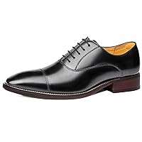 Foxsense Men's Business Shoes, Genuine Leather Shoes, Dress Shoes,Straight Tip, Luxury Gentleman's Shoes, Inner Wings, Lightweight, Waterproof, Formal