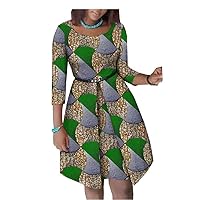 African Dresses for Women with Belt Flower Floral Culture Vintage 100% Cotton Party Clothes
