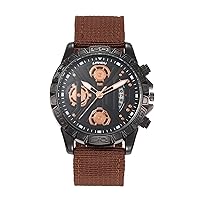 Silverora Men's Round Dial Braided Nylon Strap Quartz Wrist Watch, brown, Strap.