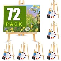 AROIC 72 PCS Professional Painting Set with Easels, 6 PCS Wood Easels,6 Packs of 60 Brushes with Nylon Brush Head and 6 pcs Palettes, Painting Supplies kit for Kids & Adults to Painting Party.