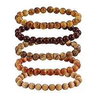 MILAKOO 5Pcs Sandalwood Stretch Bracelets for Women Men with Hematite Stone Cross Mala Beads