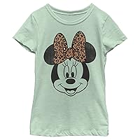 Fifth Sun Disney Characters Modern Minnie Face Leopard Girl's Heather Crew Tee