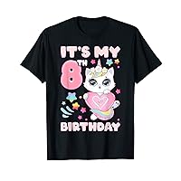 Birthday girl 8 years old, cat, unicorn, 8th birthday T-Shirt