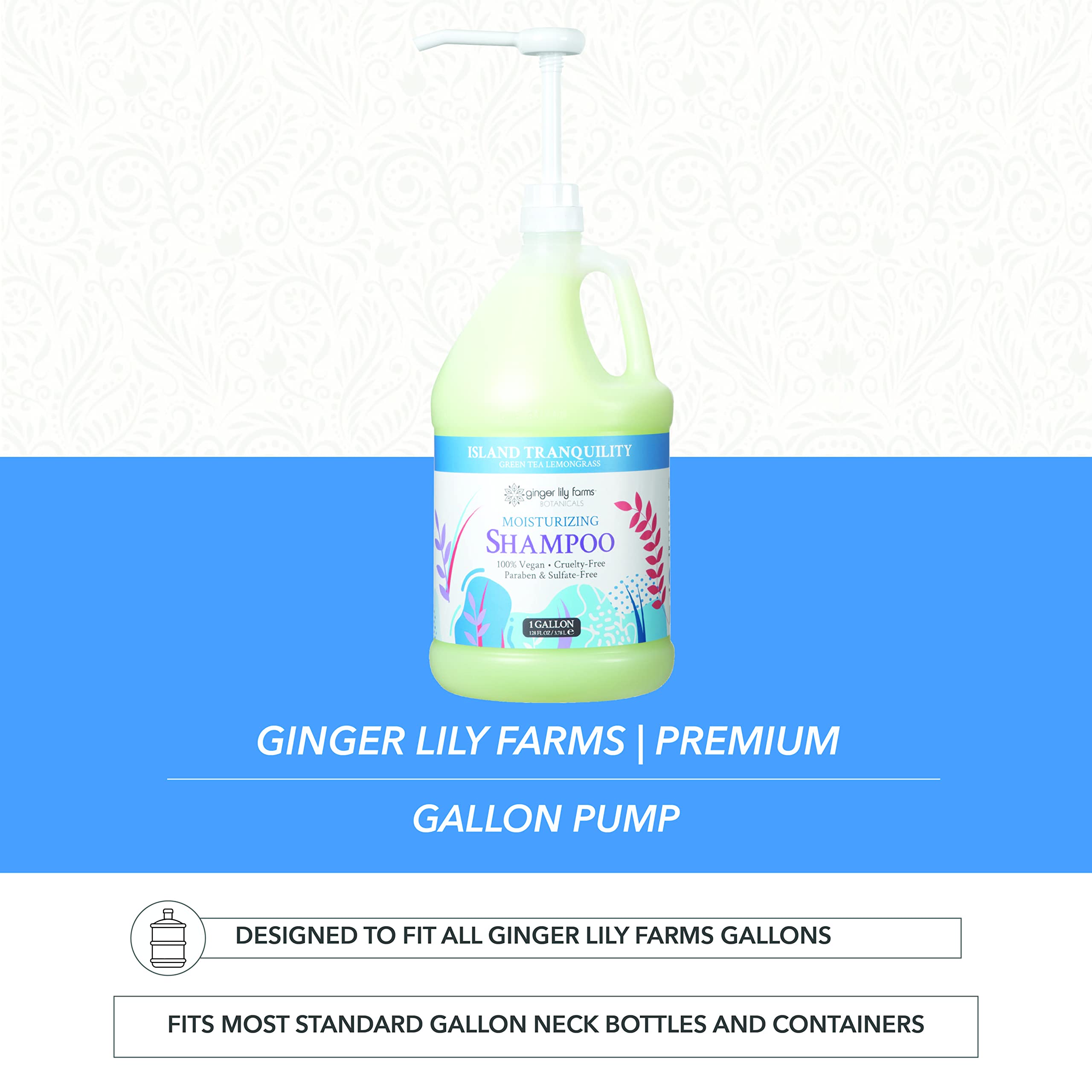Ginger Lily Farms Premium Gallon Pump, Dispenses One Ounce Per Pump, Fits Most Standard Gallon Bottles and Containers