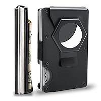 Mountain Voyage Minimalist Wallet for Men with Airtag - Slim RFID Wallet, Matte Black Credit Card Holder w/Money Clip, Quality Aluminum & Rustproof Metal Finishes, Mens Wallet