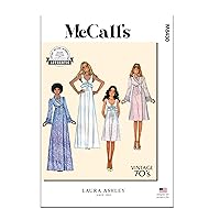 McCall's Misses' Vintage 1970's Robe and Nightgown Sewing Pattern Kit by Laura Ashley, Design Code M8430, Sizes XS-S-M, Multicolor