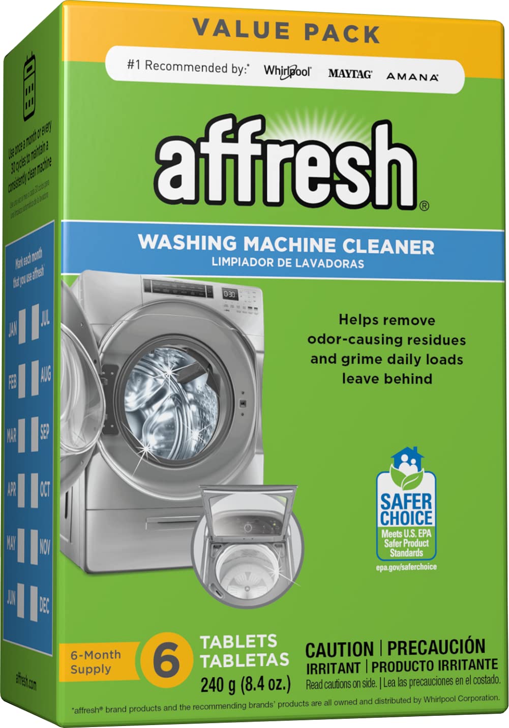 Whirlpool W10763470 Front Load Washer Shipping Bolt Kit & Affresh Washing Machine Cleaner, Cleans Front Load and Top Load Washers, Including HE, 6 Tablets