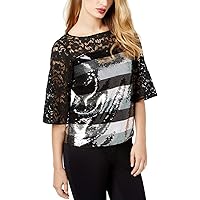Womens Sequined Knit Blouse