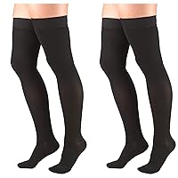 Truform Compression 20-30 mmHg Thigh High Dot Top Stockings Black, X-Large, 2 Count