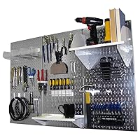 Pegboard Organizer Wall Control 4 ft. Metal Pegboard Standard Tool Storage Kit with Galvanized Toolboard and White Accessories