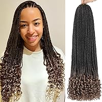8 Packs 14 Inch Crochet Box Braids Hair with Curly Ends Pre looped Goddess Box Braids Crochet Hair Box Braids Braiding Hair Crochet Braids Hair for Women(14 inch,T27)
