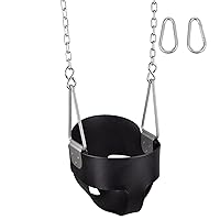 Swing Set Stuff High Back Full Bucket Swing Seat with Chains and Hooks and SSS Logo Sticker, Black