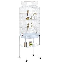 Parakeet Bird Cage, Wire Birdcage Hanging Bird House with Bird Feeder  Waterer and Stand, Bird House Accessories for Budgie Parakeets Finches  Canaries Lovebirds Small Parrots Cockatiels