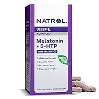 Advanced Sleep Melatonin + 5HTP, 6mg, Calming Sleep Aid for Restful Sleep, 60 Time-Release Tablets, 60-Day Supply