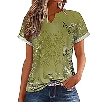 Floral Tops for Women, Women's Shirt Loose Casual V-Neck Top Shirts Summer Tube, S XXXL