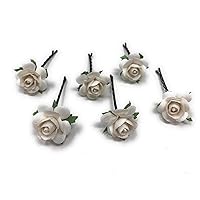 Flower hair pins wedding hair clips bridal hair piece rose hair accessories by Daddasprincess (White)