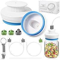 Upgrade Canning Sealer Kit for Mason Jars - Jar Sealer Set with Hoses Compatible with FoodSaver Vacuum Sealers - For Regular & Wide Mouth Jars (White)