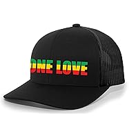 Mens Marley Hat One Love Rasta Flag Colors Embroidered Trucker Hat