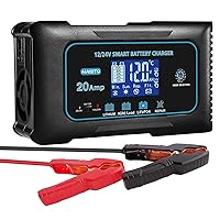 20 Amp Lithium Battery Charger, 12V and 24V Lifepo4,Lead-Acid(AGM/Gel/SLA..) Portable Car Battery Charger,Battery Maintainer, Trickle Charger, and Battery Desulfator for Car,Boat,Motorcycle…