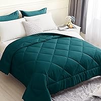 King Size Comforter Set 7 Pieces, All Season Green Bed in a Bag King, Hypoallergenic Bedding Sets with Soft Comforter, Flat & Fitted Sheet, Bed Skirt, Pillowcases & Shams （Dark Green，King）