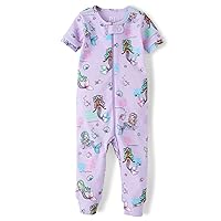 The Children's Place Baby Girls' and Toddler Snug Fit 100% Cotton Short Sleeve Zip-Front One Piece Footless Pajama