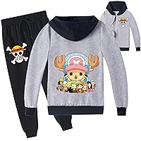 Kids Casual Long Sleeve Hooded Outfits,Loose Fit Jackets with Sweatpants Graphic Full Zip Hoodie Set for Boys