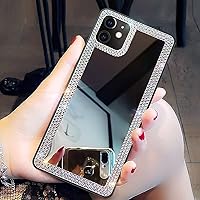 Cavdycidy for iPhone 11 Mirror Case Bling with Diamond,Bling Acrylic Mirror Phone Case Crystal That Can Be Used for Outdoor Makeup for Women Girl Who Love Beauty(Bling Diamond Mirror)