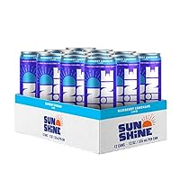 Sunshine Beverages Sparkling Energy Drink, Blueberry Lemonade, Caffeine Vitamin Water, Coffee Alternative, Healthy Energy Drinks, Clean Energy Drink, Bubbly Low Calorie Healthy Drinks 12 oz Pack of 12