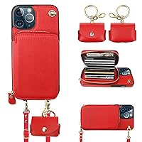 Bocasal A Multi Slots Crossbody Wallet Case for iPhone 12 Pro Max + A Slim Leather Case for AirPods Pro