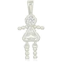 Amazon Collection Sterling Silver, AAA Cubic Zirconia and Simulated Birthstone Babies Charm