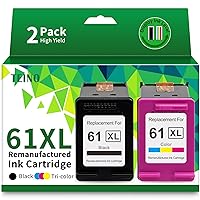 TEINO 61XL 61 Black Color Ink Cartridge Combo Pack Remanufactured Ink Cartridge Replacement for HP Ink 61 XL for HP Envy 4500 5530 4501 OfficeJet 4630 4635 DeskJet 1010 2540 3510 3050a (2-Pack)