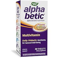 Nature's Way alpha betic, Diabetic Multivitamin for Daily Nutritional Support, with B-Vitamins for Energy Metabolism Support*, Alpha Lipoic Acid, Taurine, Lutein, 30 Tablets