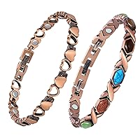Feraco Arthritis Copper Bracelet for Women for Pain Relief, Pure Solid Copper Lymph Detox Magnetic Therapy Bangle for Carpal Tunnel and Relief Pain, 3500 Gauss Effective Magnet