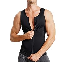 Mens Compression Shirt Belly Slimming Body Shaper Vest Sleeveless Zipper Undershirt Tank Top Shapewear for Stomach