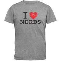 I Heart Nerds Heather Grey Adult T-Shirt - Small