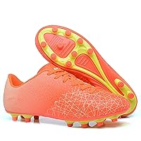 Kid's Firm Ground Soccer Cleats Shoes, Kids Athletic Turf Soccer Shoes, Indoor/Ourdoor Boy's Girl's Lace Up Football Shoes