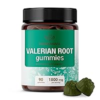 Valerian Root Gummies - Natural Stress Support, Melatonin Alternative, Best Vegan Stress Reducing Gummy - 90 Apple Flavor Non-GMO Chews - 450mg